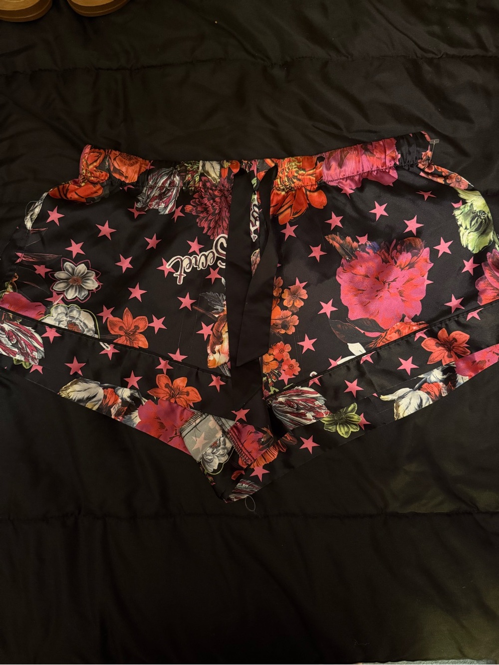 Victorias Secret Floral Star Print Satin Sleep Shorts
